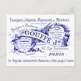 Vintage French Sign in Blue ink Postcard