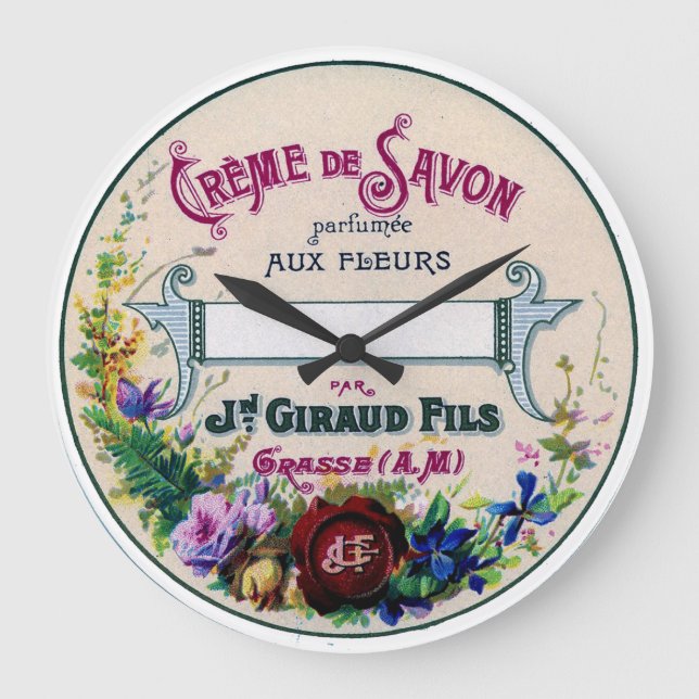 vintage french soap label clock (Front)