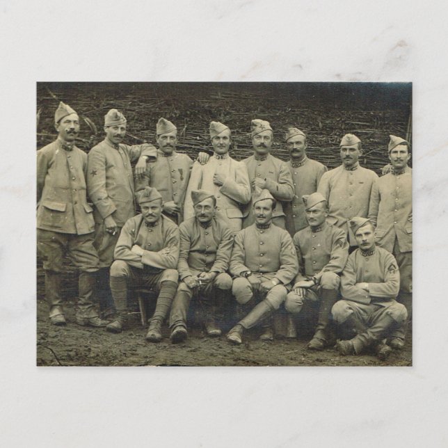 Vintage French, Soldiers World War I Postcard (Front)