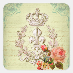 Vintage French Square Sticker