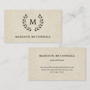 Vintage French Style Wreath and Monogram Business Card