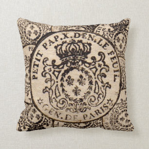 Vintage French Tax Stamp de Paris Cushion