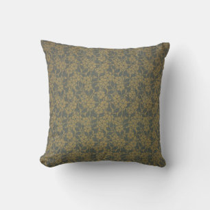 Vintage French Textile Grey Gold Weave Cushion