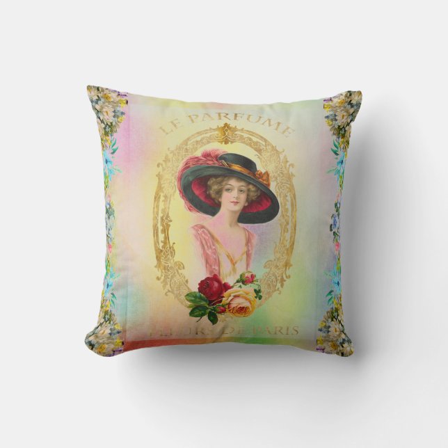 Vintage French Throw Pillow (Front)