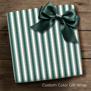 Vintage French Ticking Stripe Green Cream Wrapping Paper