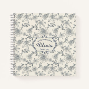 Vintage French Toile Botanical Bird Personalised Notebook