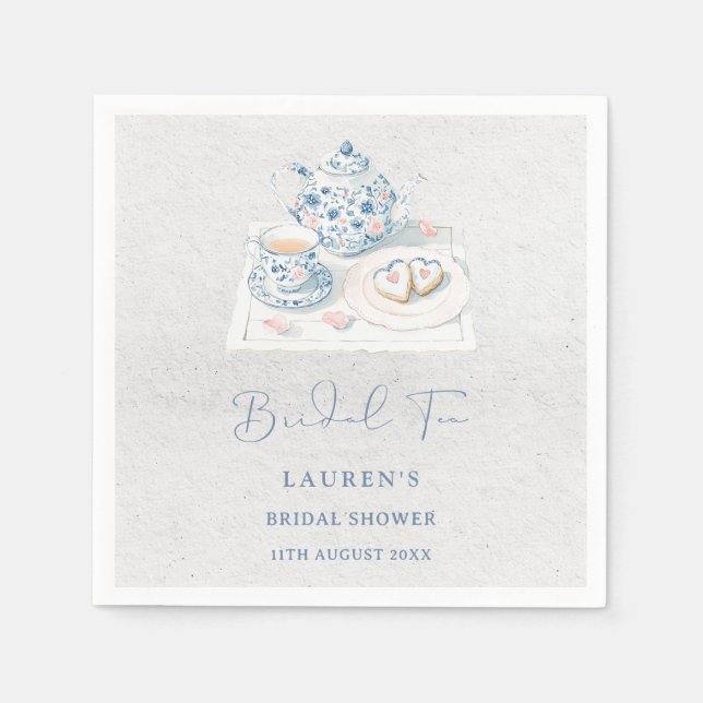 Vintage French Toile Chinoiserie Bridal Tea Shower Napkin (Front)