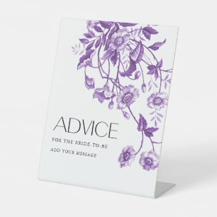 Vintage French Toile Floral Bridal Shower Advice Pedestal Sign