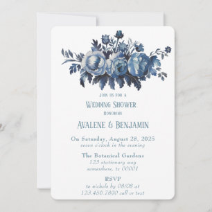 Vintage French Toile Floral Wedding Shower Photo Invitation