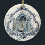 Vintage French Toile Nativity | Christmas  Ceramic Ornament<br><div class="desc">This vintage Christmas ornament features a beautiful toile nativity within an old distressed French frame.</div>