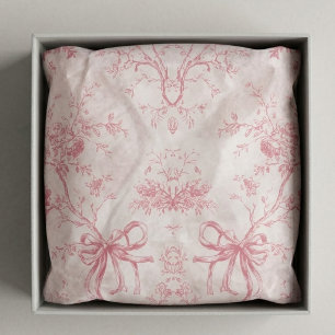 Vintage French Toile Pink Coquette Bow Pattern Tissue Paper