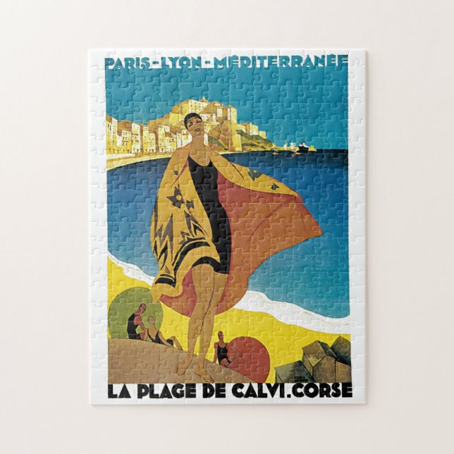 Vintage French Travel Art Painting Illustration Jigsaw Puzzle (Vertical)
