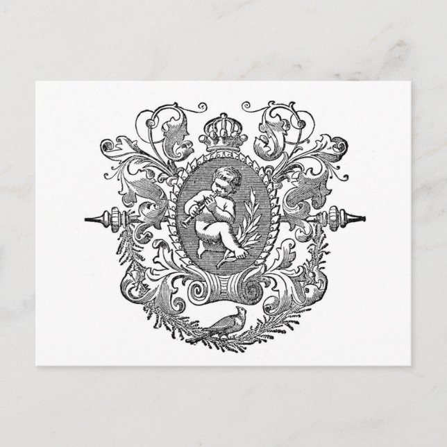 Vintage french typography cherub design postcard (Front)