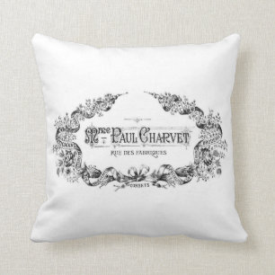 Vintage french typography throw cushion