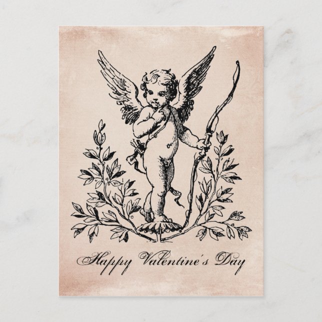 Vintage French Valentine cherub postcard (Front)