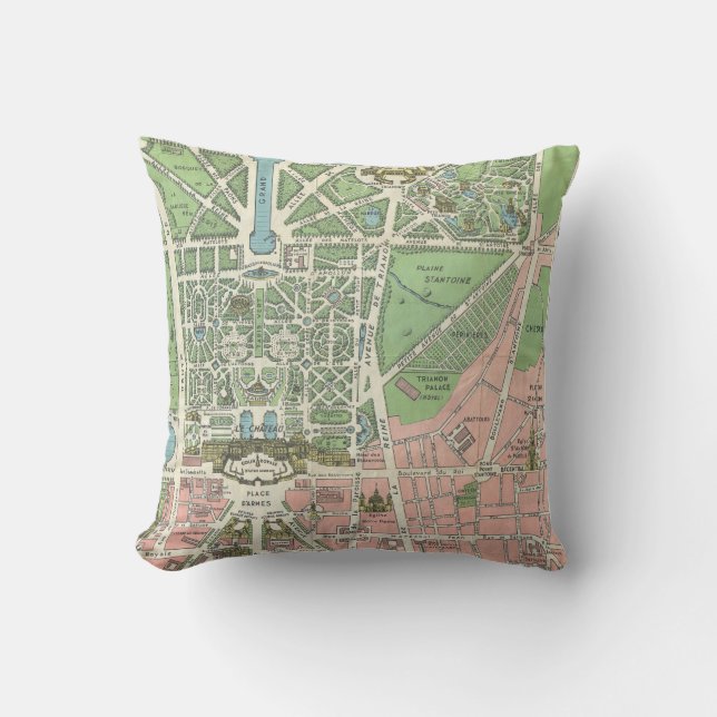 Vintage French Versailles illustration map Cushion (Front)