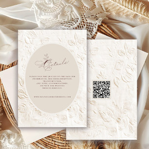 Vintage French Victorian Floral Script QR Code Enclosure Card