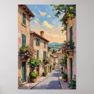 Vintage French Village Travel Art Poster