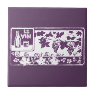 Vintage French Wine Label    Rustic Vineyard  Ceramic Tile