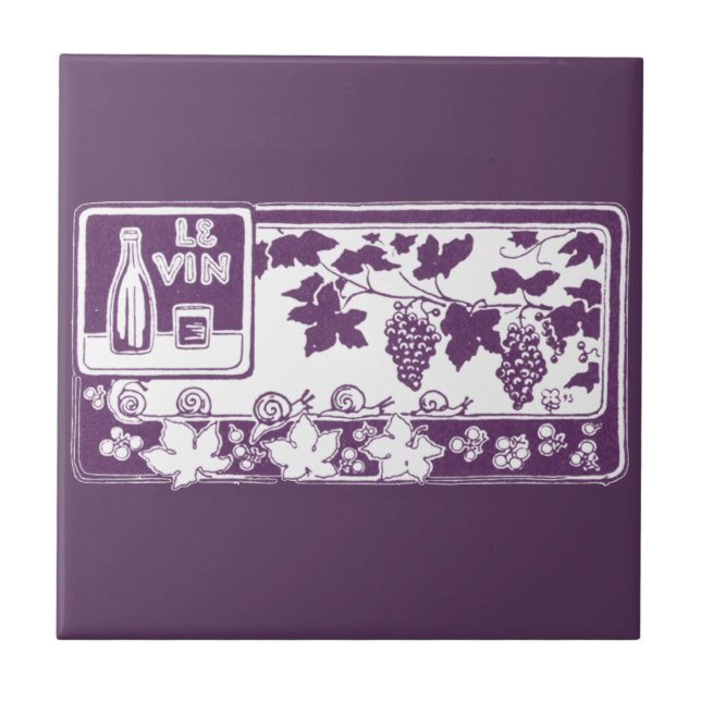 Vintage French Wine Label  | Rustic Vineyard  Ceramic Tile (Front)