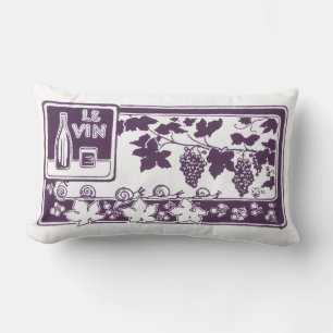 Vintage French Wine Label    Rustic Vineyard  Lumbar Cushion