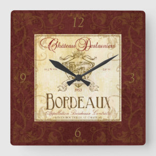 Vintage French Wine Label Wall Clock