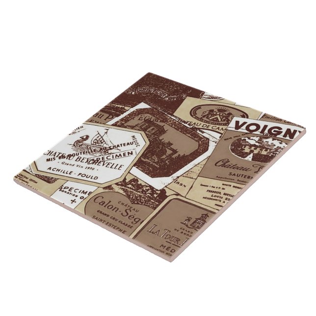 Vintage French Wine Labels Wallpaper Tile (Side)
