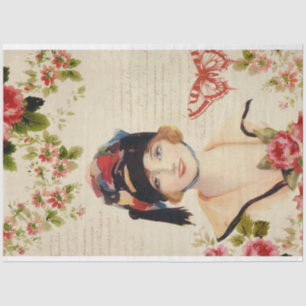 Vintage French Woman Decoupage Tissue Paper