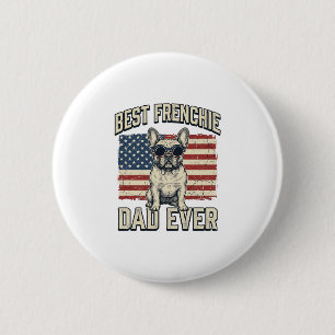 Vintage Frenchie Dad American Flag 6 Cm Round Badge