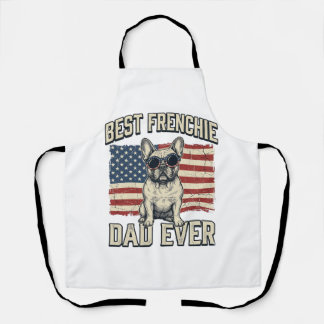 Vintage Frenchie Dad American Flag Apron
