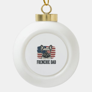 Vintage Frenchie Dad Patriotic Bulldog Shirt_1 Ceramic Ball Christmas Ornament