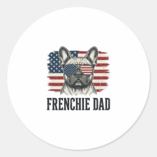 Vintage Frenchie Dad Patriotic Bulldog Shirt_1 Classic Round Sticker