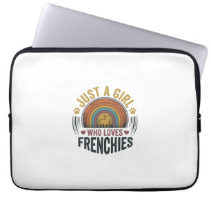 Vintage Frenchie Dog Lover Girl Shirt Design Laptop Sleeve