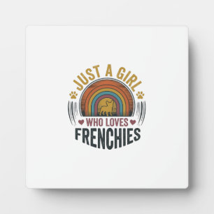 Vintage Frenchie Dog Lover Girl Shirt Design Plaque