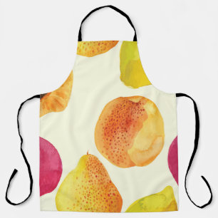 Vintage Fresh Fruits Watercolor Design Apron
