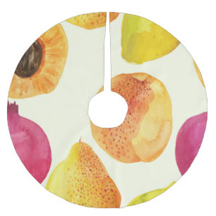 Vintage Fresh Fruits Watercolor Design Brushed Polyester Tree Skirt
