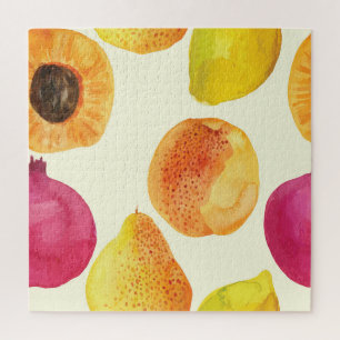 Vintage Fresh Fruits Watercolor Design Jigsaw Puzzle