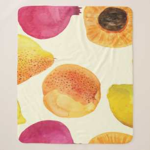 Vintage Fresh Fruits Watercolor Design Sherpa Blanket