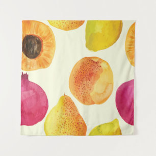 Vintage Fresh Fruits Watercolor Design Tapestry