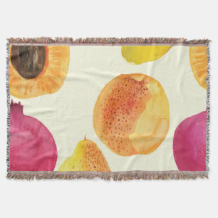 Vintage Fresh Fruits Watercolor Design Throw Blanket