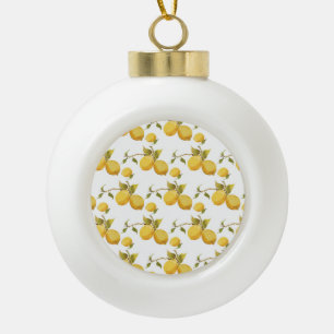 Vintage Fresh Lemons: Simplistic Design Ceramic Ball Christmas Ornament