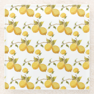 Vintage Fresh Lemons: Simplistic Design Glass Coaster