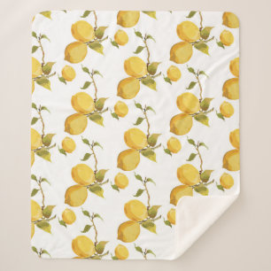 Vintage Fresh Lemons: Simplistic Design Sherpa Blanket