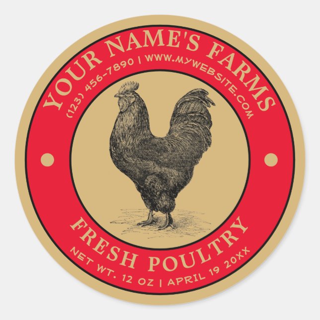 Vintage Fresh Poultry Label Template (Front)
