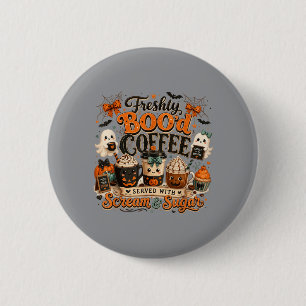 Vintage Freshly Bood Coffee Halloween Ghost 6 Cm Round Badge