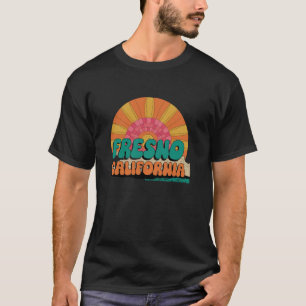 Vintage Fresno California Sunset Skyline Cityscape T-Shirt