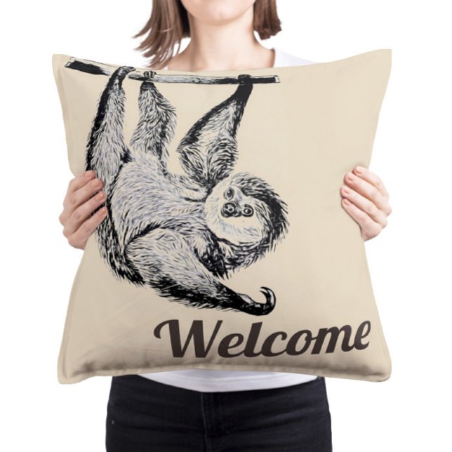 vintage friendly sloth - welcome cushion (Creator Uploaded)