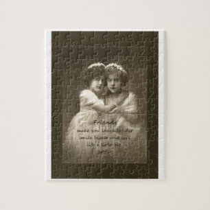 Vintage Friends Inspirational Friendship Quote Jigsaw Puzzle