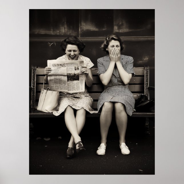 Vintage Friends Laughing Together Poster (Front)