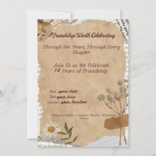 Vintage Friendship Anniversary celebration Invitation